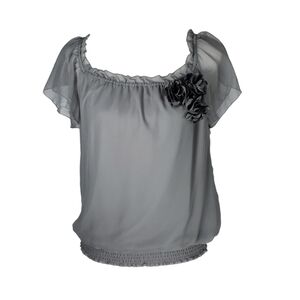 Dress Barn S Gray Peasant Top